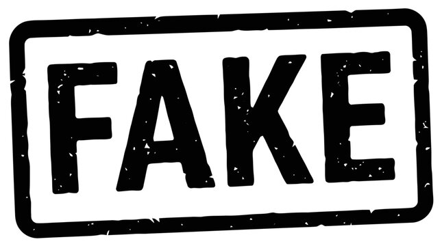 Vector illustration of black grunge fake rubber stamp icon on a transparent background