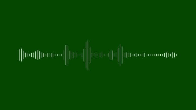 Audio waveform spectrum animation, music equalizer frequency lines, white line voice waveform motion, White audio waveform spectrum animation on a green background, 4k video