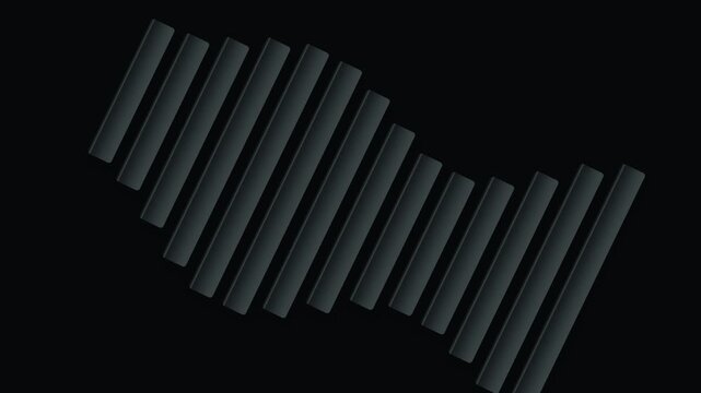 Abstract background featuring a repeating pattern of dark grey parallel rectangular shapes arranged in a slight curve against black backdrop