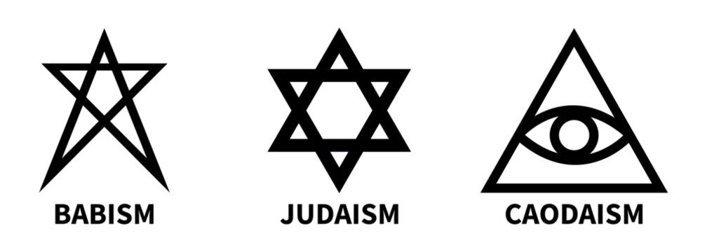 Babism, Judaism sign. Caodaism symbol. Vietnamese monotheistic religion. Vector