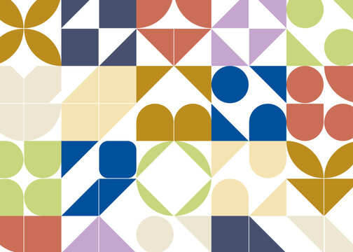 Abstract geometric shapes and elements. Modern color flat art collection in circle, semicircle and other forms. Simple cartoon figures design. Vector