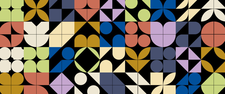 Abstract geometric shapes and elements. Modern color flat art collection in circle, semicircle and other forms. Simple cartoon figures design. Vector