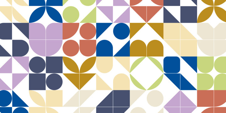 Abstract geometric shapes and elements. Modern color flat art collection in circle, semicircle and other forms. Simple cartoon figures design. Vector