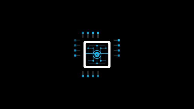 AI processor microchip vector icon depicting artificial intelligence, technology, and digital circuit computing