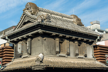 Heavy fireproof kura doors and wooden lattice windows of traditional kurazukuri warehouse. Kawagoe, Saitama, Japan. © Shawn.ccf
