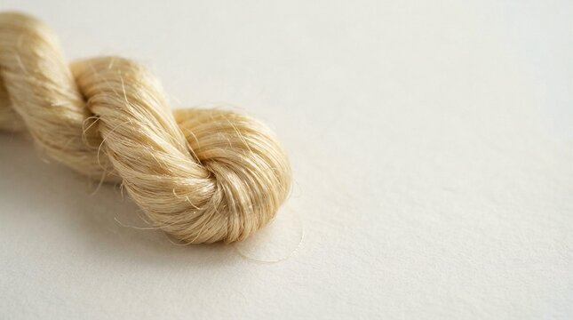 Twisted natural jute rope knot on white background