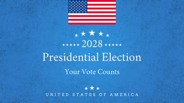 2028 Presidential Election Poster With American Flag and 'Your Vote Counts' Patriotic Message