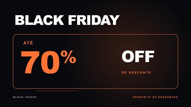 Black Friday Sale Up To 70 Percent Off Discount Promotion Graphic With Orange Accents On Black Background