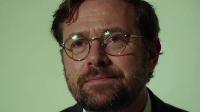 Man with round glasses raising his eyebrows and nodding