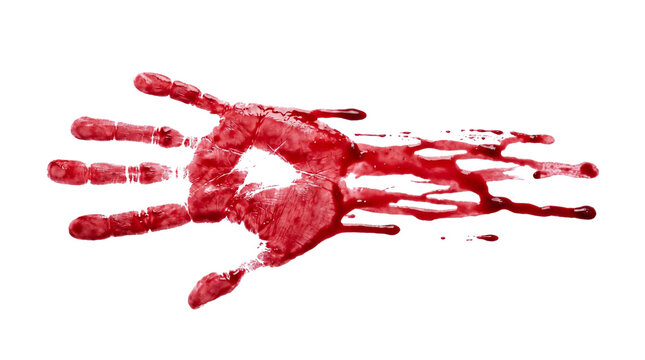 Red bloody smeared handprint isolated on transparent background png