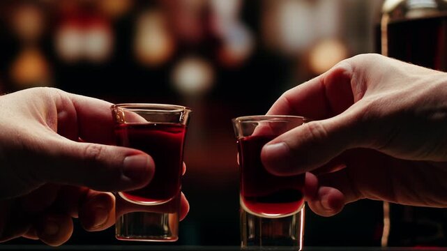 Pouring shot of red bitter, Cognac, whisky, Campari, Aperol, Cherry Vermouth Negroni, spanish wine drink, Alcoholic Americano Cocktail bitter, sweet vermouth and soda water, close up of making drink