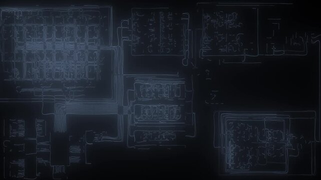 Abstract blueprint architectural floor plan animation for modern