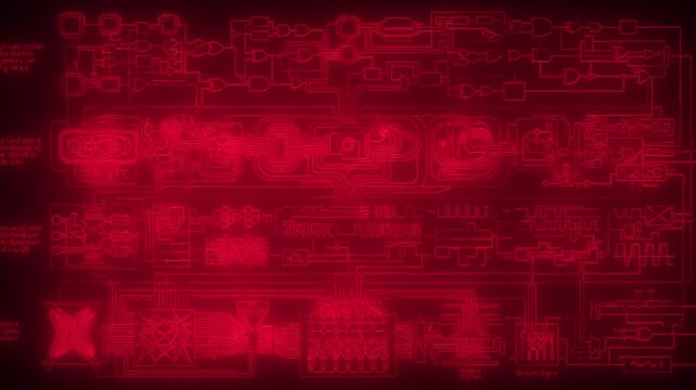 Glowing red circuit board animation for tech cybersecurity and