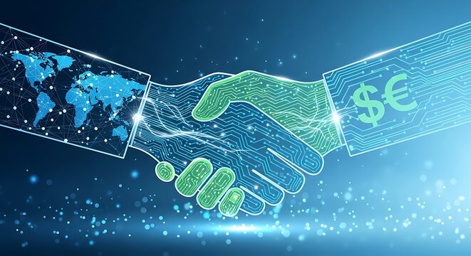 business handshake abstract background