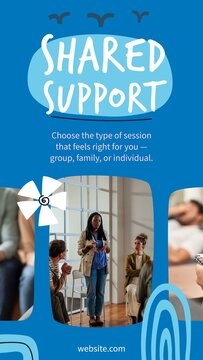 Doodle Mental Stories / Rounded Photos and Handwritten Type for Group Therapy and Counseling Promos / Vertical / Part 02