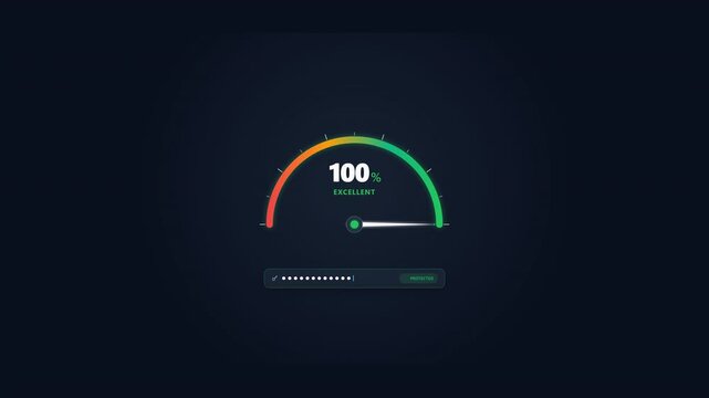 Digital Speedometer Gauge Measuring Performance Level Animation.