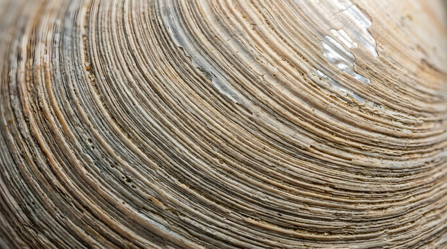 Intricate natural patterns on an ancient seashell surface, showcasing organic textures and distinct growth lines