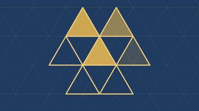 Gold triangles drawing Uroko Japanese scale pattern then zooming out