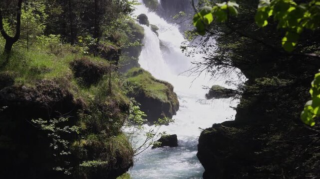 Traunfall, River Traun, Roitham am Traunfall, Traunviertel, Upper Austria, Austria