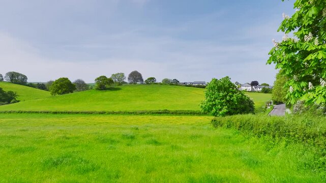 Devon Fields and Farms from a drone, England, United Kingdom