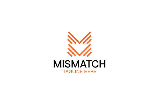 Minimalist Geometric Letter M Logo Template with Orange Monoline Wings Icon. Modern Linear Initial M Brand Identity Emblem for Technology Agency and Creative Business.