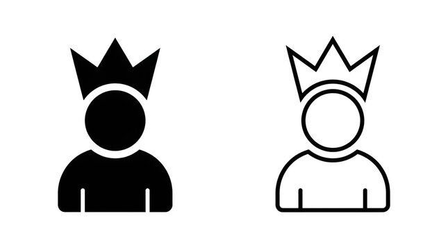 Black and white king and queen crown icons