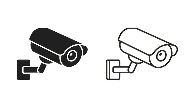 Two security cameras on white background