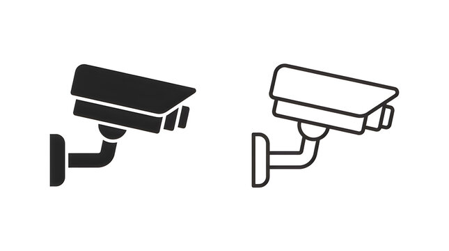 Two security cameras on white background