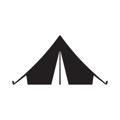 Black silhouette of a camping tent against a white background © MORJINA