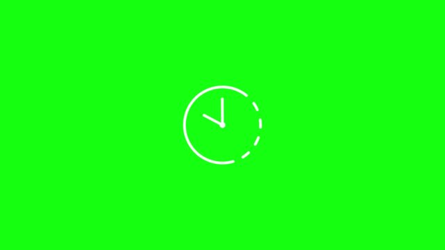 Analog Clock Face Animation on Green Screen Background