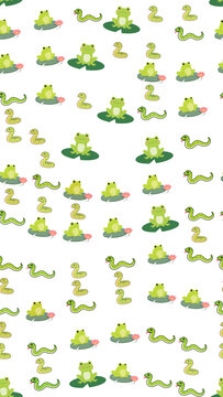 Cartoon frogs and snakes pattern