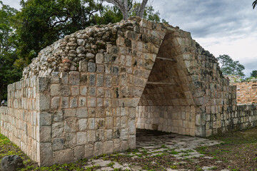 Corbelled vault stone structure inside the Casa Colorada (Red House) complex at Chichen Itza, Mexico © simonmayer