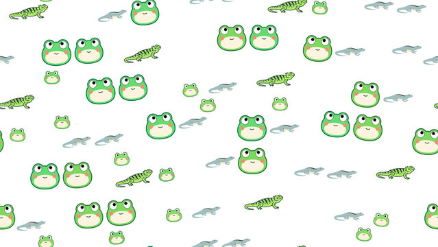 Cartoon frogs and lizards repeating pattern