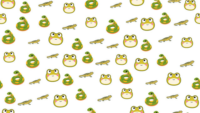 Cartoon frogs and snakes repeating pattern