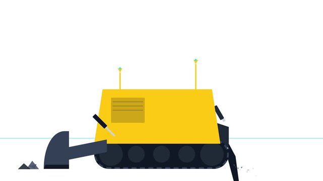 Autonomous Mining Crawler Dozer Blade Pitch and Ripper Automation Schematic for Commercial Media Campaign and Clean Technology