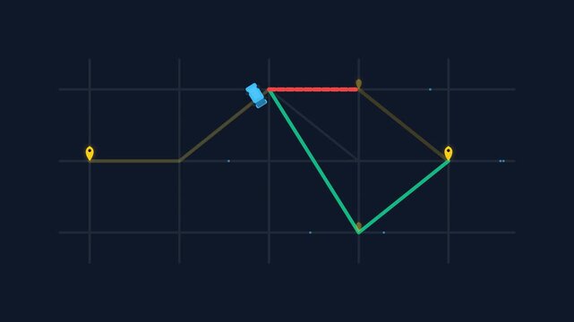 Fleet Dispatch Route Optimization and Traffic Congestion Detour Algorithm Visualization