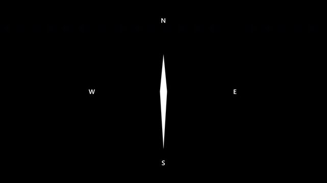 Minimalist abstract digital compass with cardinal directions. 4K video