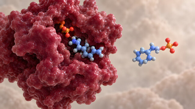 Molecular structure visualization showcases complex interaction between molecules, highlighting intricate details of chemical bonding