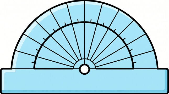 Protractor made of translucent blue plastic with clear measurement degree markings.