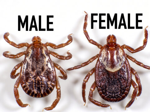 American dog tick, female American dog tick, male American dog tick, tick identification, male vs female ticks