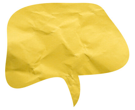 Wide yellow paper speech bubble with pointed central tail