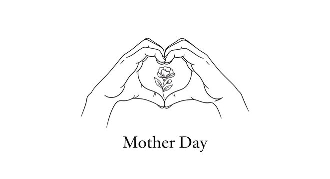 Mother day heart-shaped hands illustration