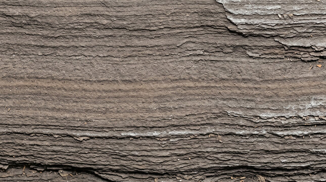 Exfoliating weathered shale rock surface texture with flaky laminated layers