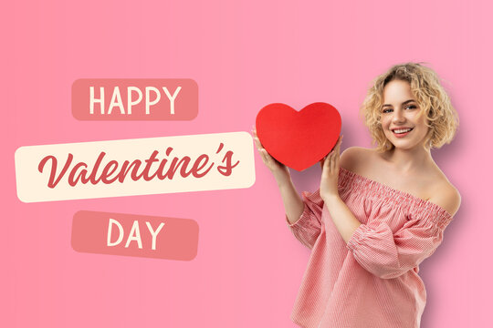 Valentine's Day brings joy as a woman holds a red heart