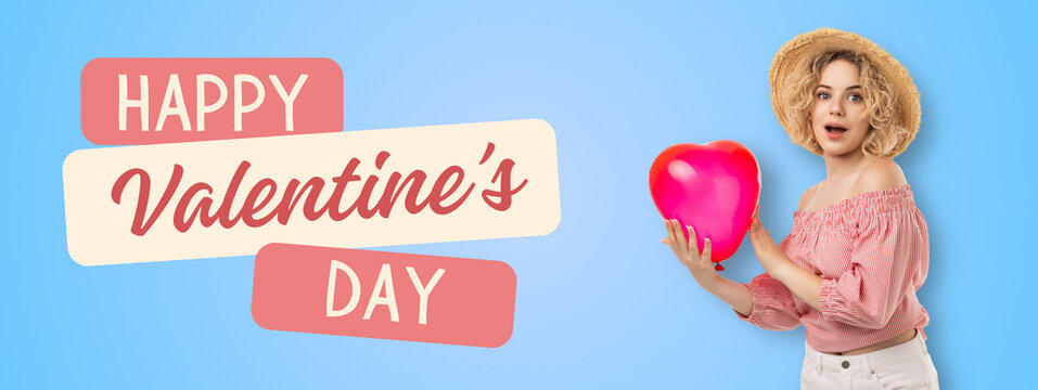 Valentine's Day brings happiness as a girl holds a heart balloon