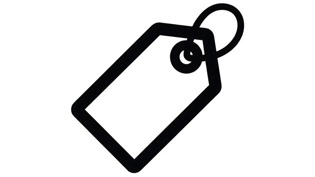 Black price tag line icon with string isolated on white background