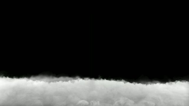 cloud fog overlay animation vfx, or ground fog smoke overlay, on black background composite 4k.
