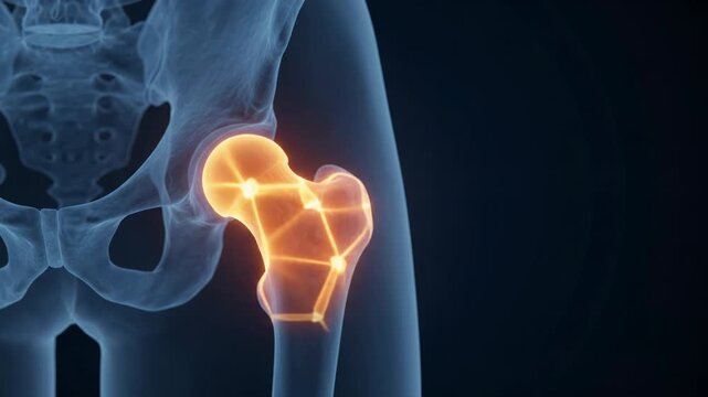 Human Hip Joint Pain - Medical X-ray Animation Showing Inflammation and Soreness - Realistic 3D CGI Scientific Footage