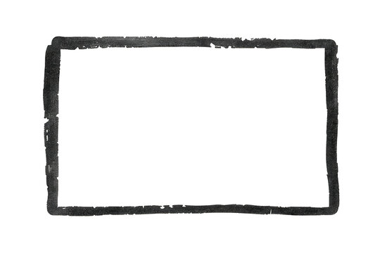 Distinctive rough black rectangular frame with clipping path front view