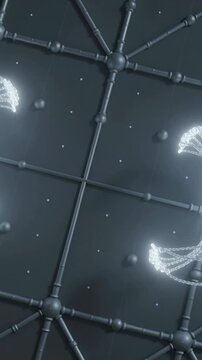 Vertical video: Band intensifying rod cross forming shells at grid creating symmetry with beads